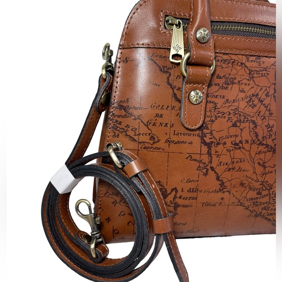 Patricia Nash Signature Map Calvi Square Leather Satchel Shoulder Bag Saddlebag - Picture 3 of 15
